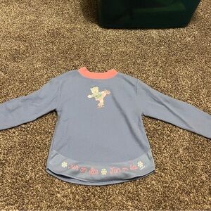 Vintage Healthtex Sweater Bear Ice Skating Girl 6x Embroider Pink Blue High Neck